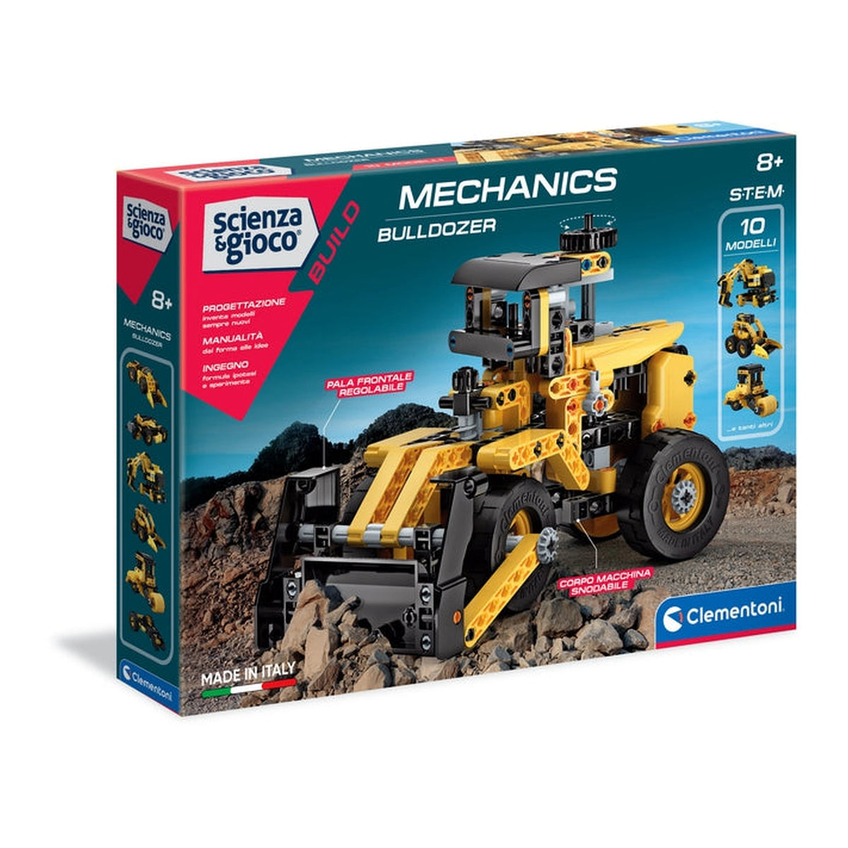 Clementoni Scienza E Gioco Build - Mechanics Build 10 Models - Bulldozer Construction Set Toys