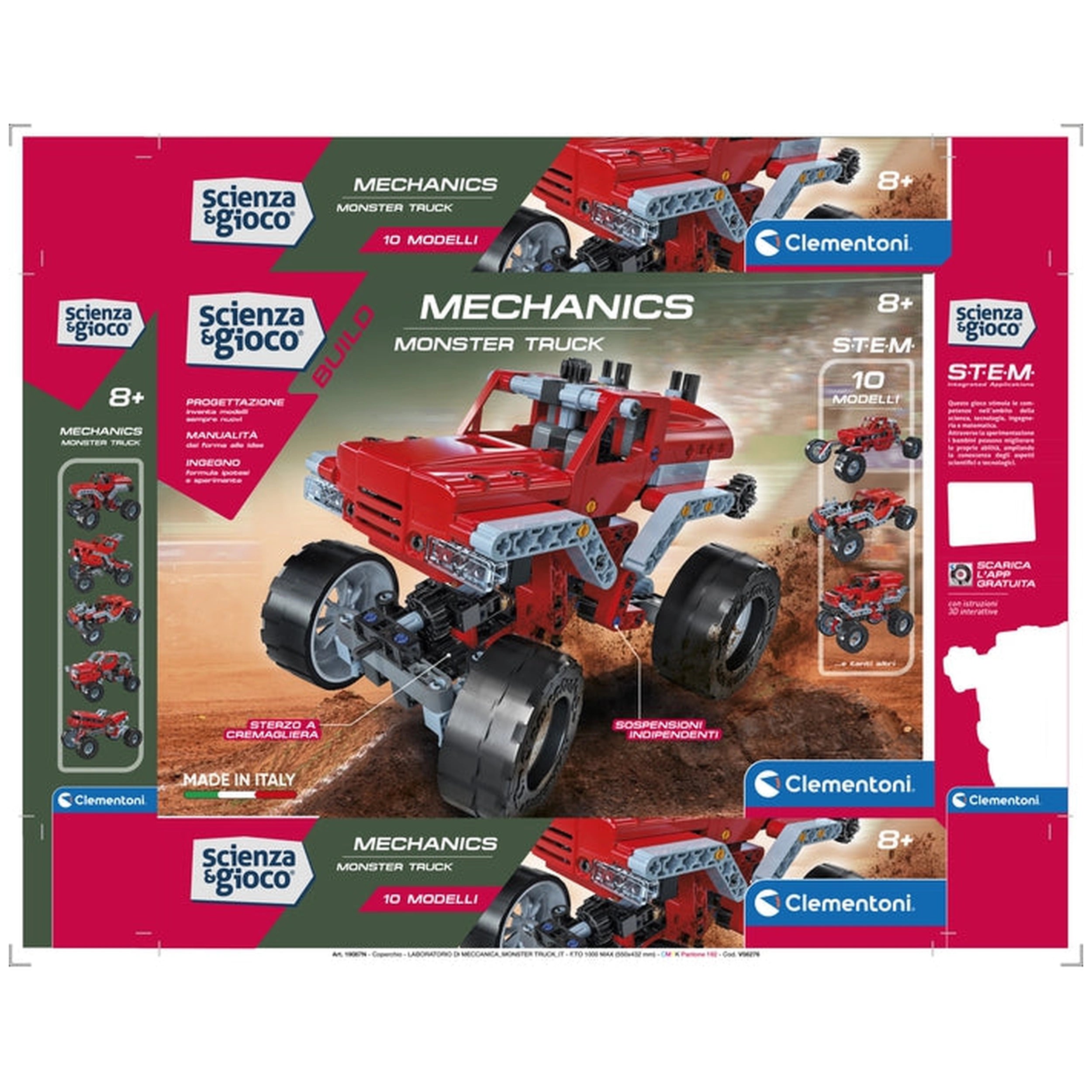 Clementoni Scienza E Gioco Build - Mechanics Build 10 Models - Monster Truck Construction Set Toys
