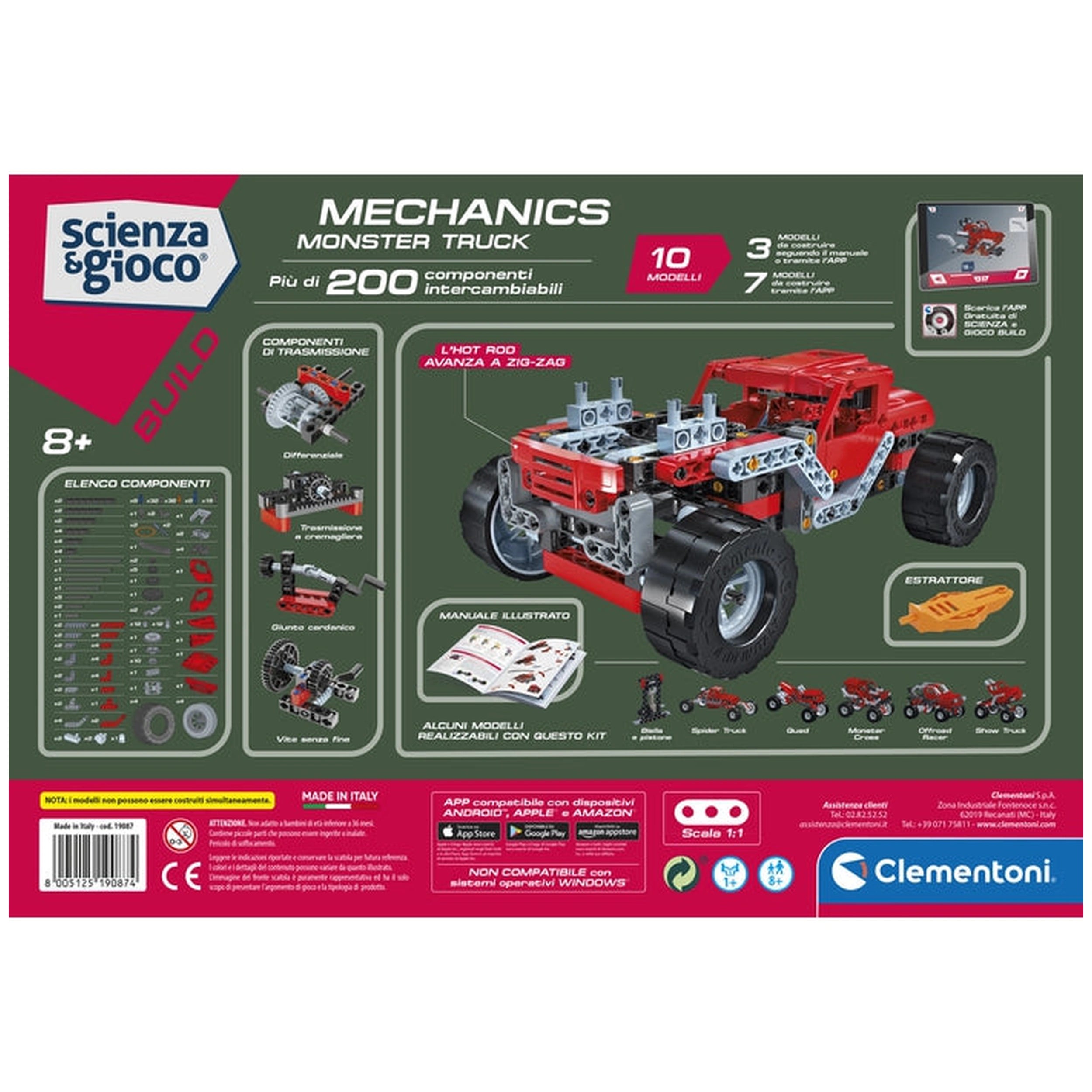 Clementoni Scienza E Gioco Build - Mechanics Build 10 Models - Monster Truck Construction Set Toys