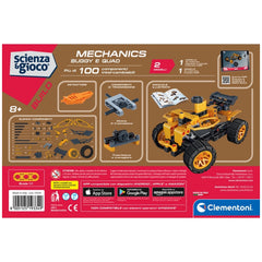 Clementoni Scienza E Gioco Build - Mechanics Build 2 Models - Buggy And Quad Construction Set Toys