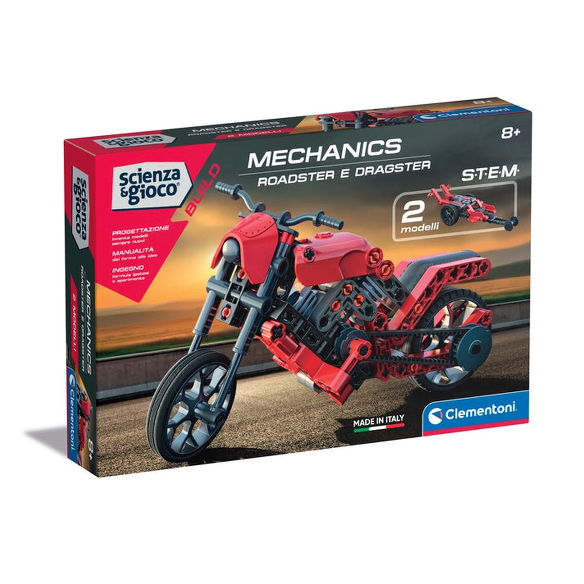 Clementoni Scienza E Gioco Build - Mechanics Build 2 Models - Roadster And Dragster Construction Set Toys