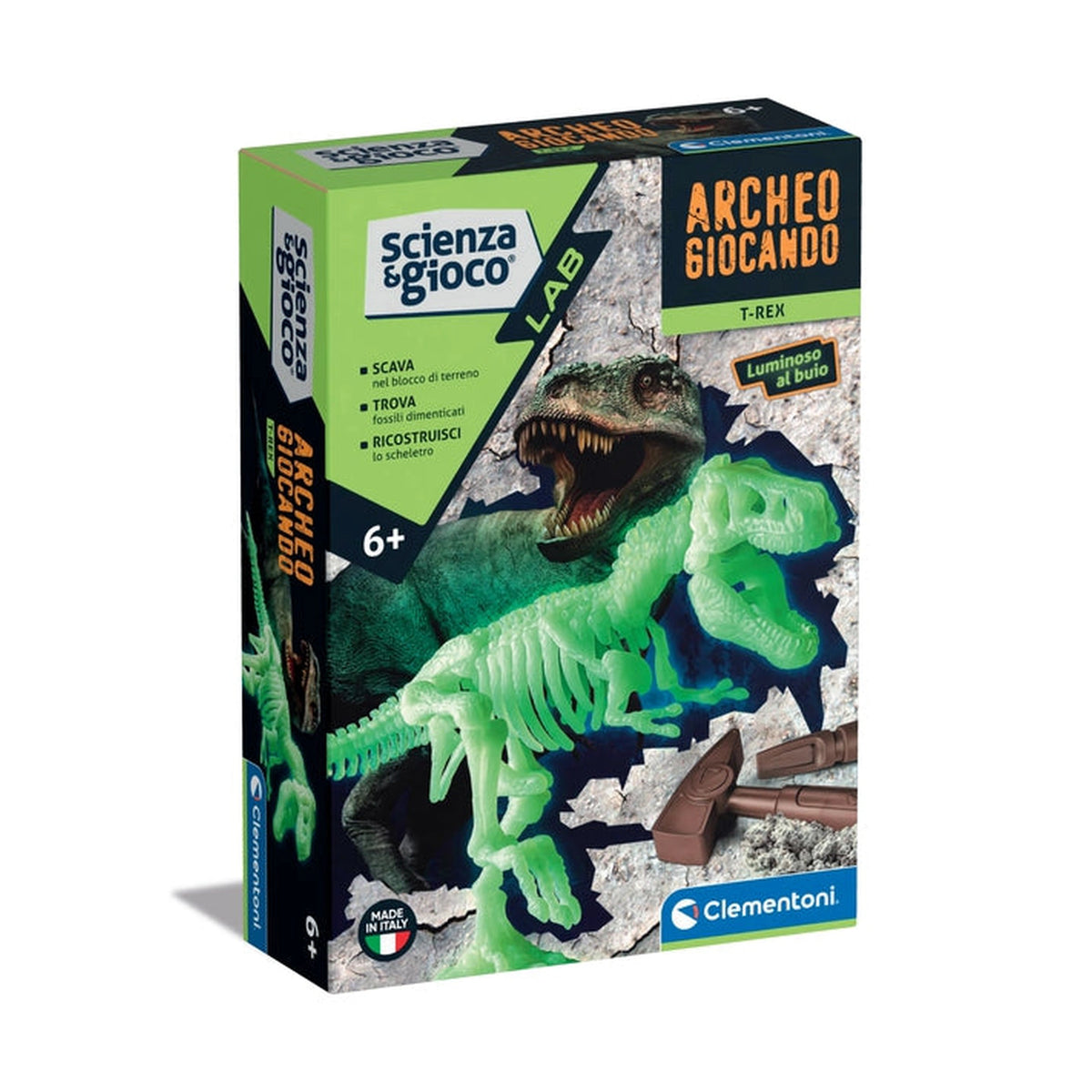 Clementoni Scienza E Gioco Lab - Archeogiocando - Tirannosaurus Rex Glow In The Dark Speelsets
