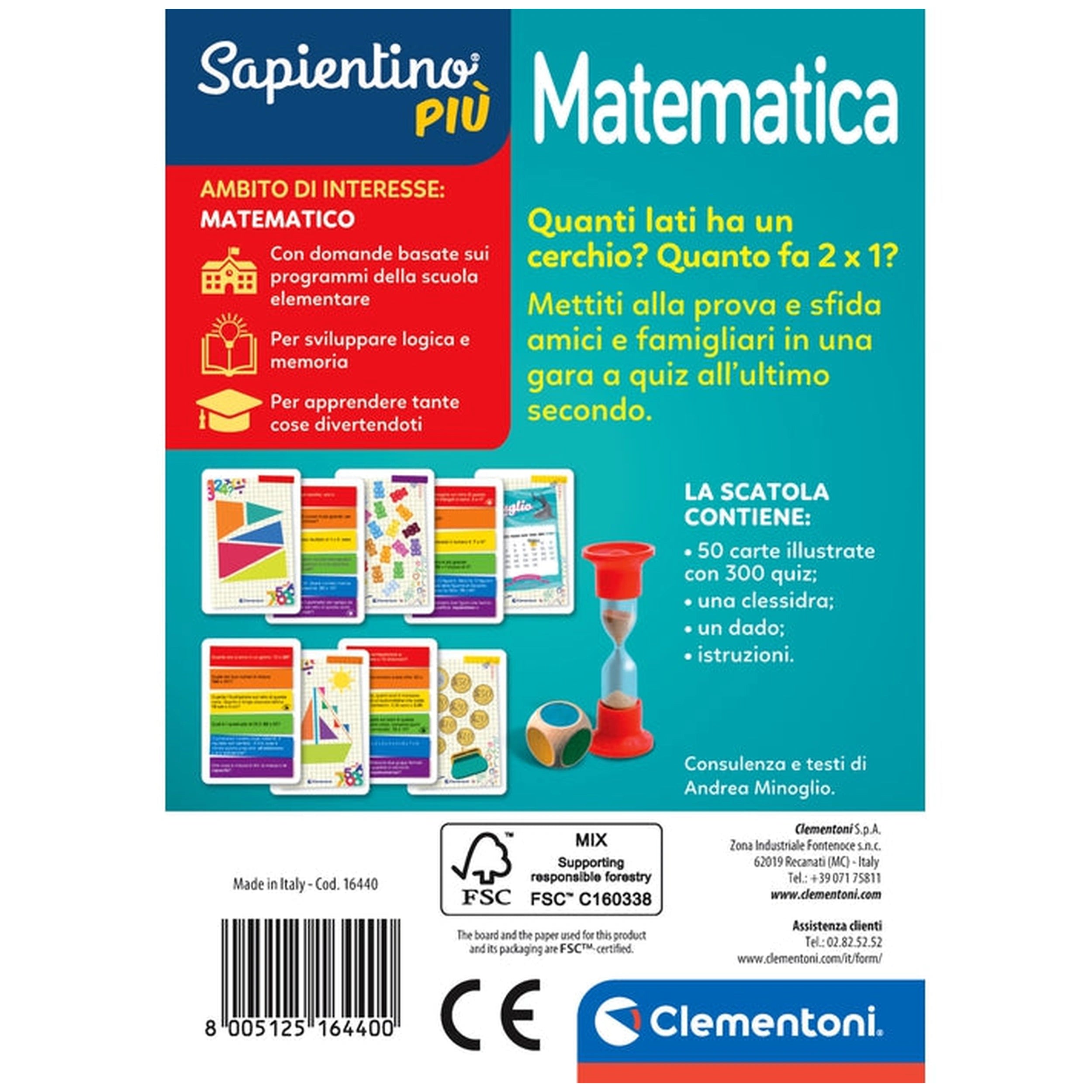 Clementoni - Testa A Testa Card Games Matematica - Italian Edition