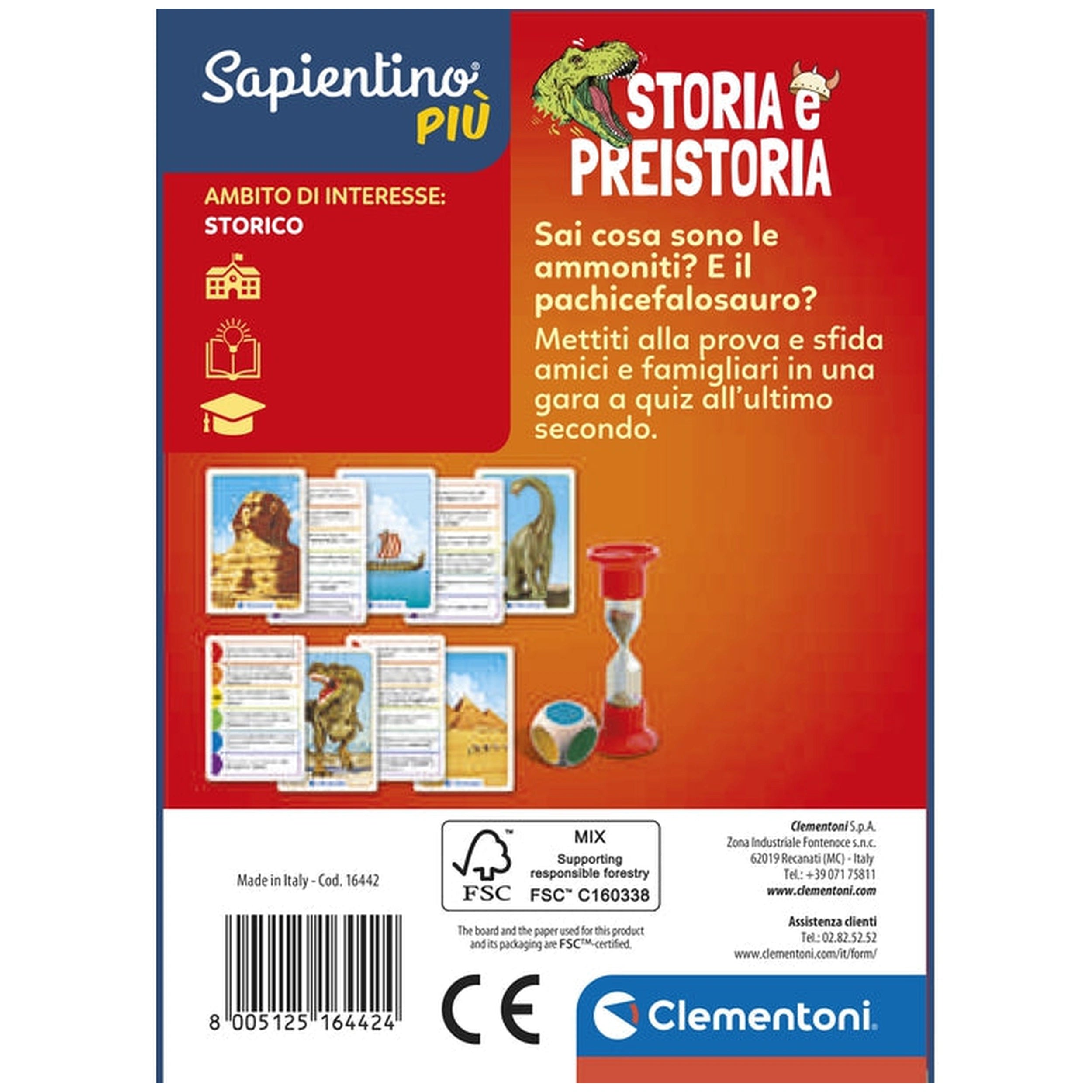 Clementoni - Testa A Testa Card Games Storia E Preistoria - Italian Edition