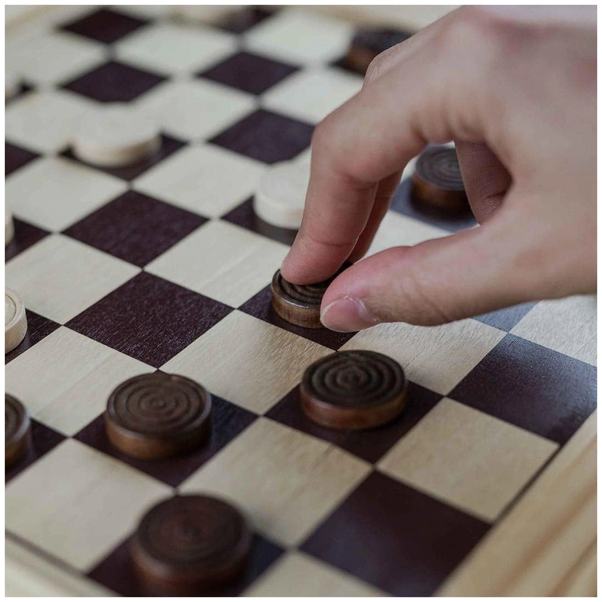 Dal Negro - Tria Chess And Checkers Top Wooden Board Games Set