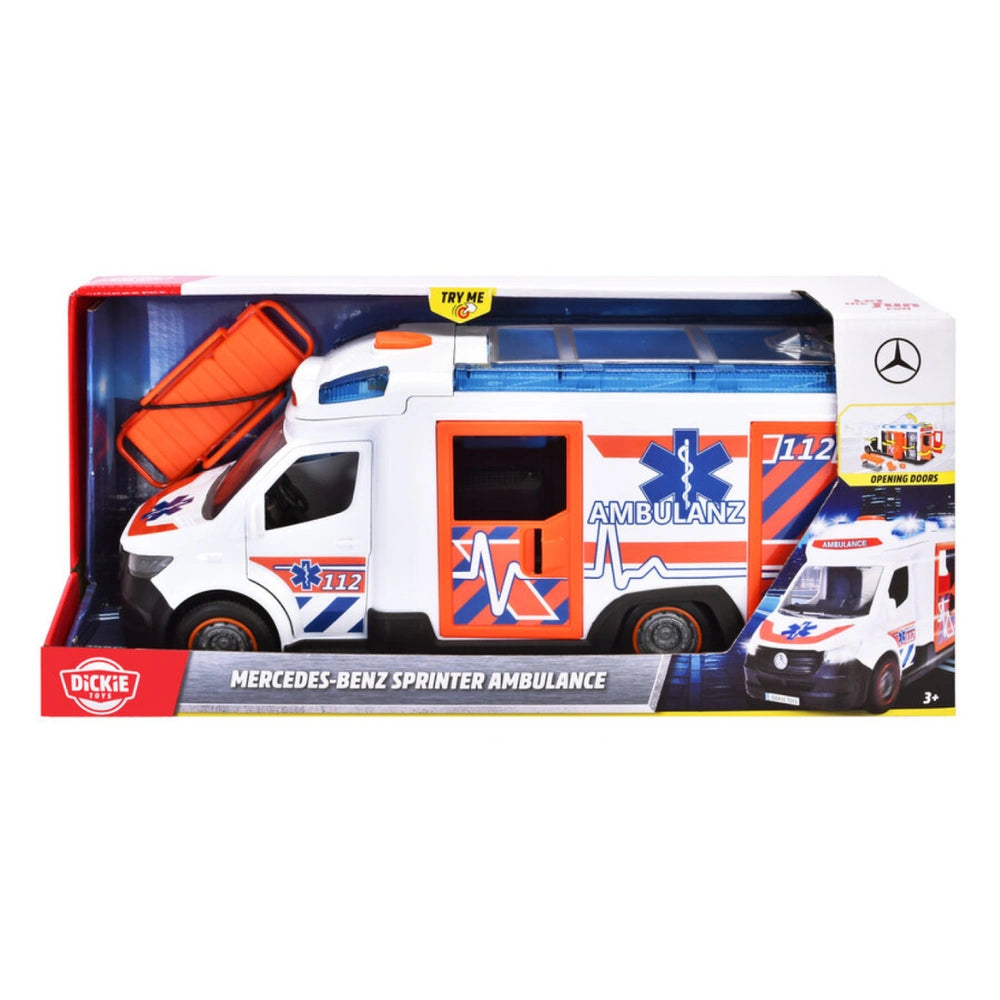 Dickie - Speelvoertuigen - Mercedes-Benz Sprinter Ambulance - 3-5 Jaar - Reddingsvoertuig met Lichten