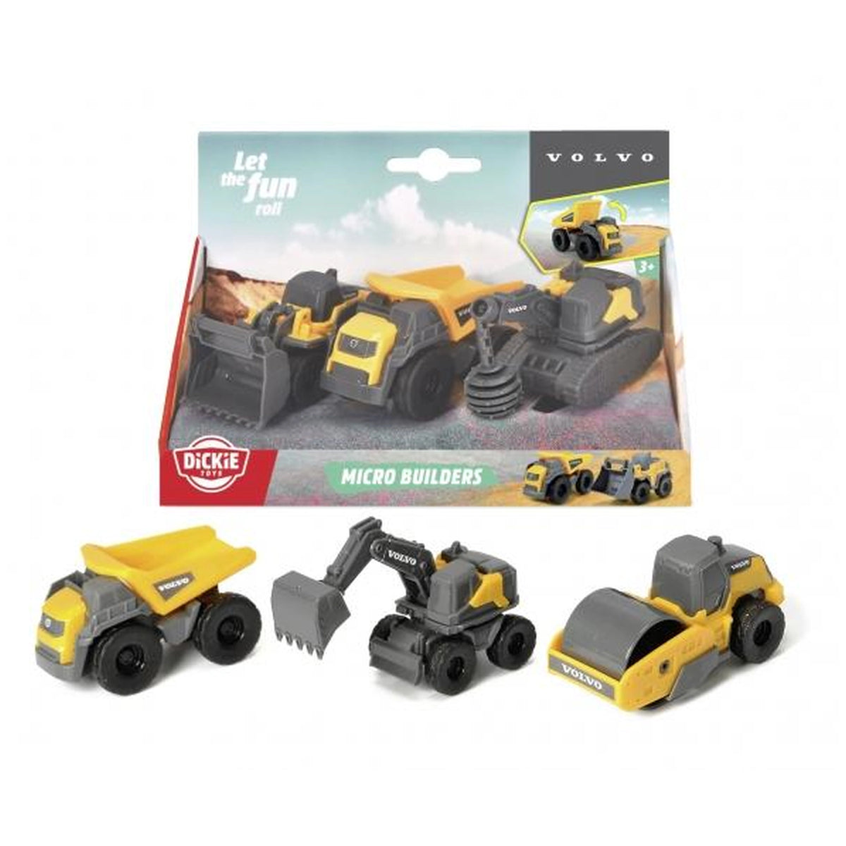 Dickie - Volvo Micro Builders 3 Stuks Verpakking Speelvoertuigen