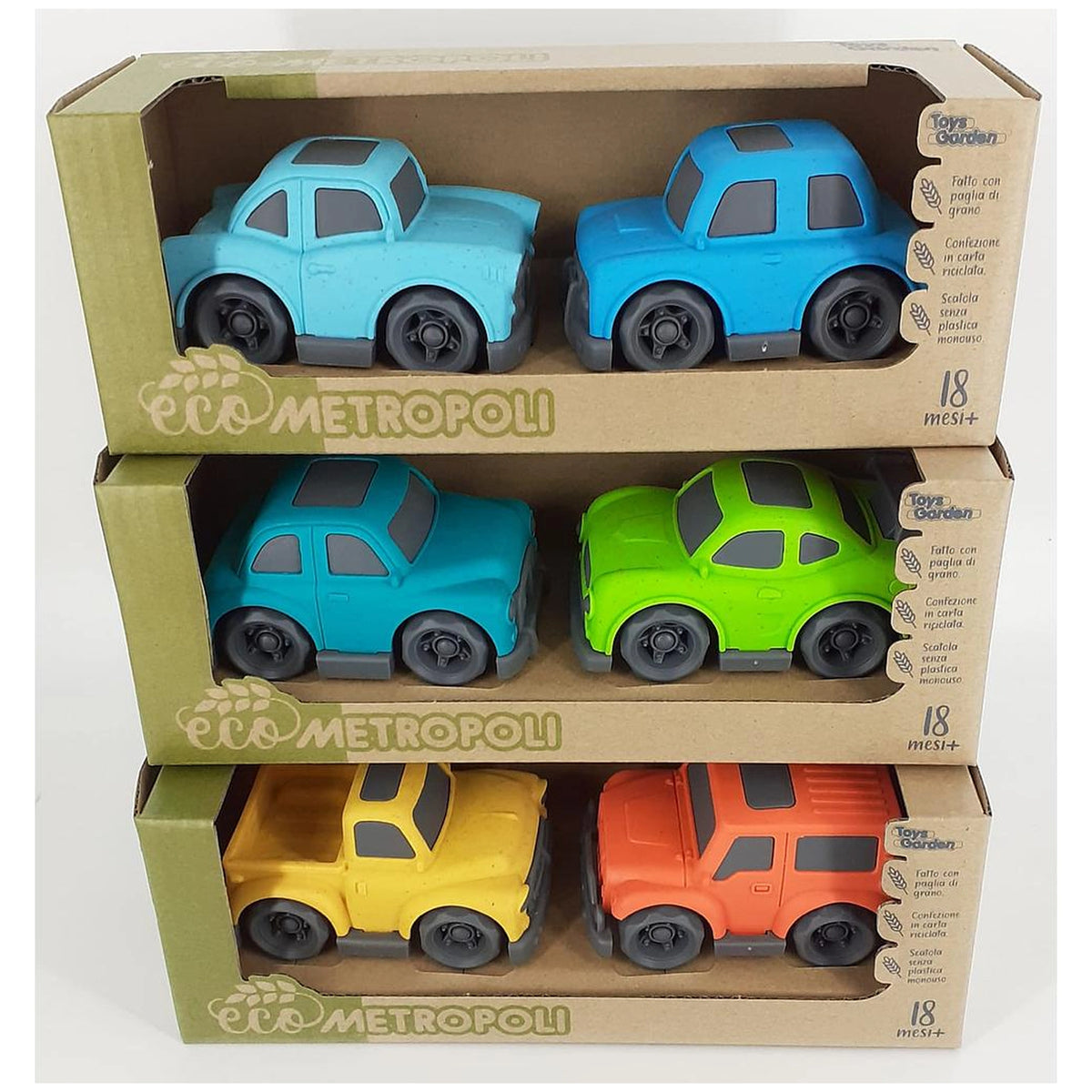 EcoMetropoli - Sustainable Wheat Straw 2-Pack Cars - Play Vehicles