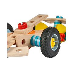 Eichhorn Construct - Racing Car Construction Set for Kids Ages 3 Years+ - 53-Piece FSC-Certified Wooden Engineering Toy with Real Rolling Wheels and Interlocking Fasteners