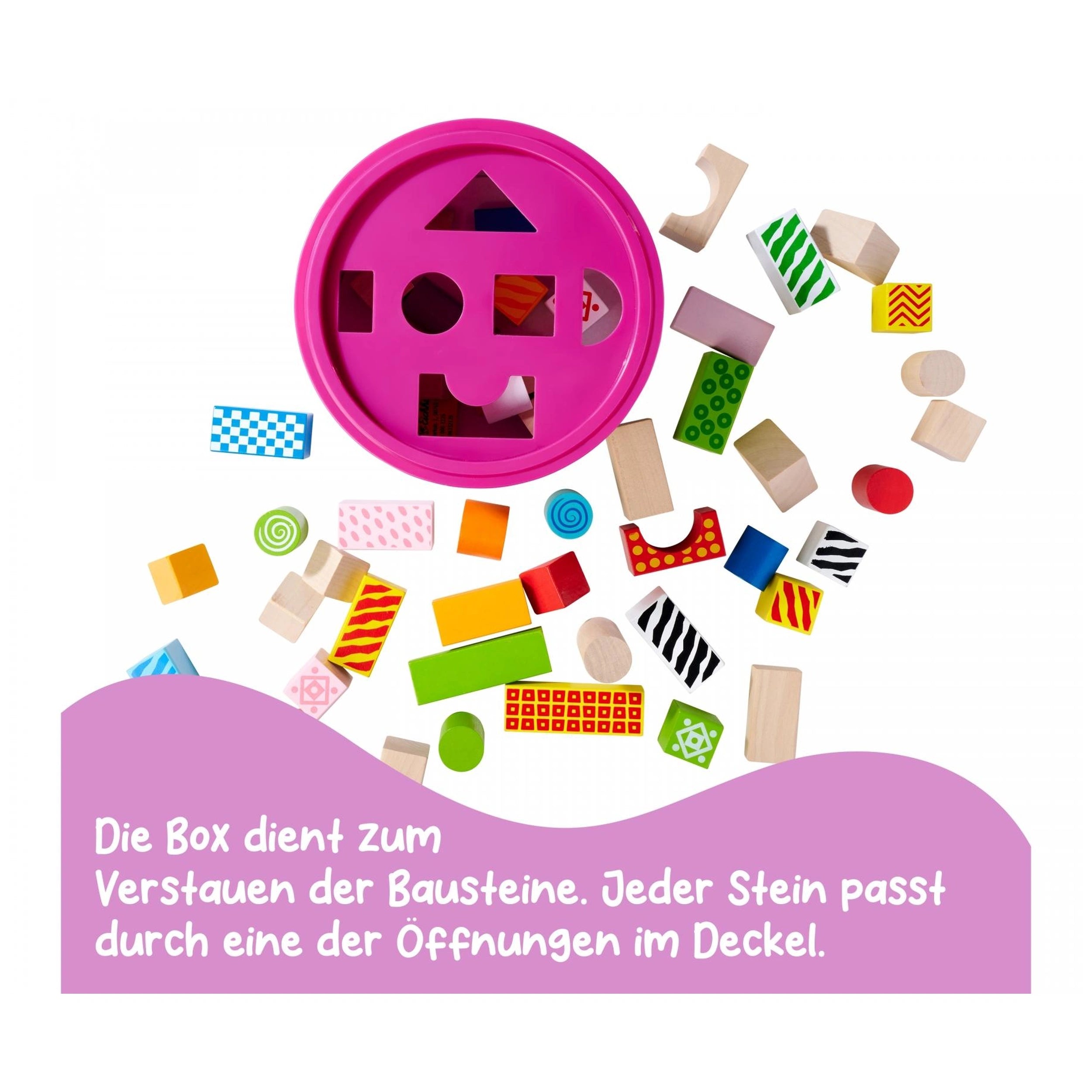 Eichhorn - Wooden Blocks in Bucket. 50 pcs. - Sorting & Stacking Toys