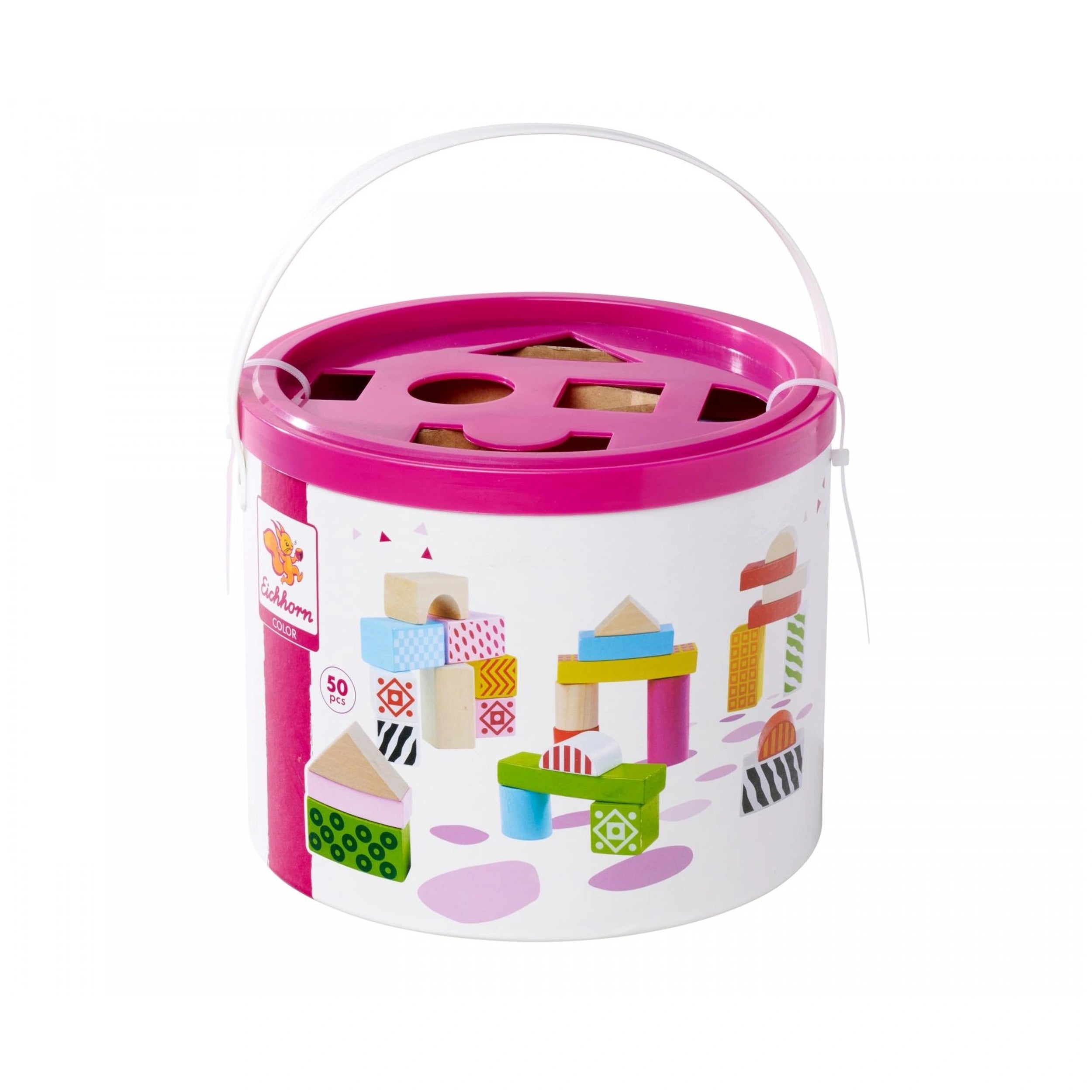 Eichhorn - Wooden Blocks in Bucket. 50 pcs. - Sorting & Stacking Toys