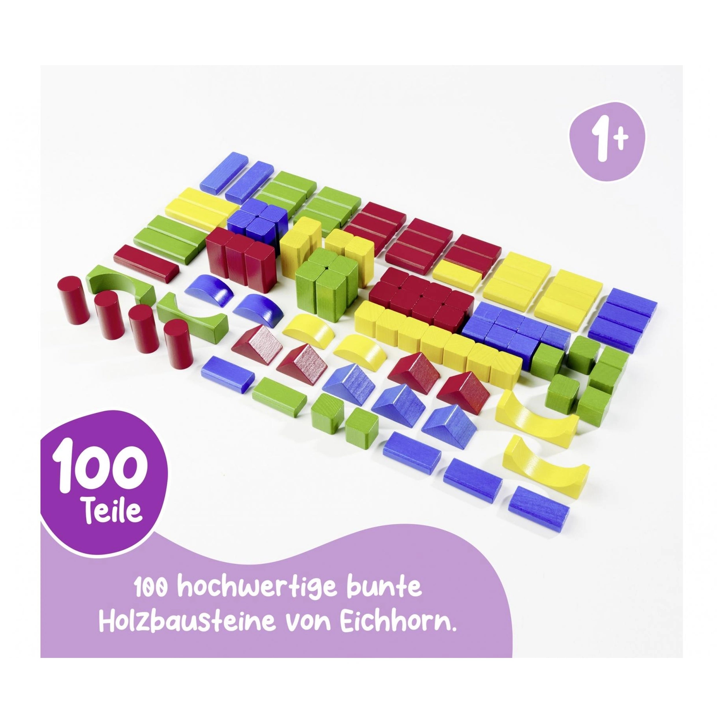 Eichhorn - Houten Gekleurde Blokken - 100 Stuks - Sorteer- en Stapel Speelgoed - Sorteer- en Stapel Speelgoed