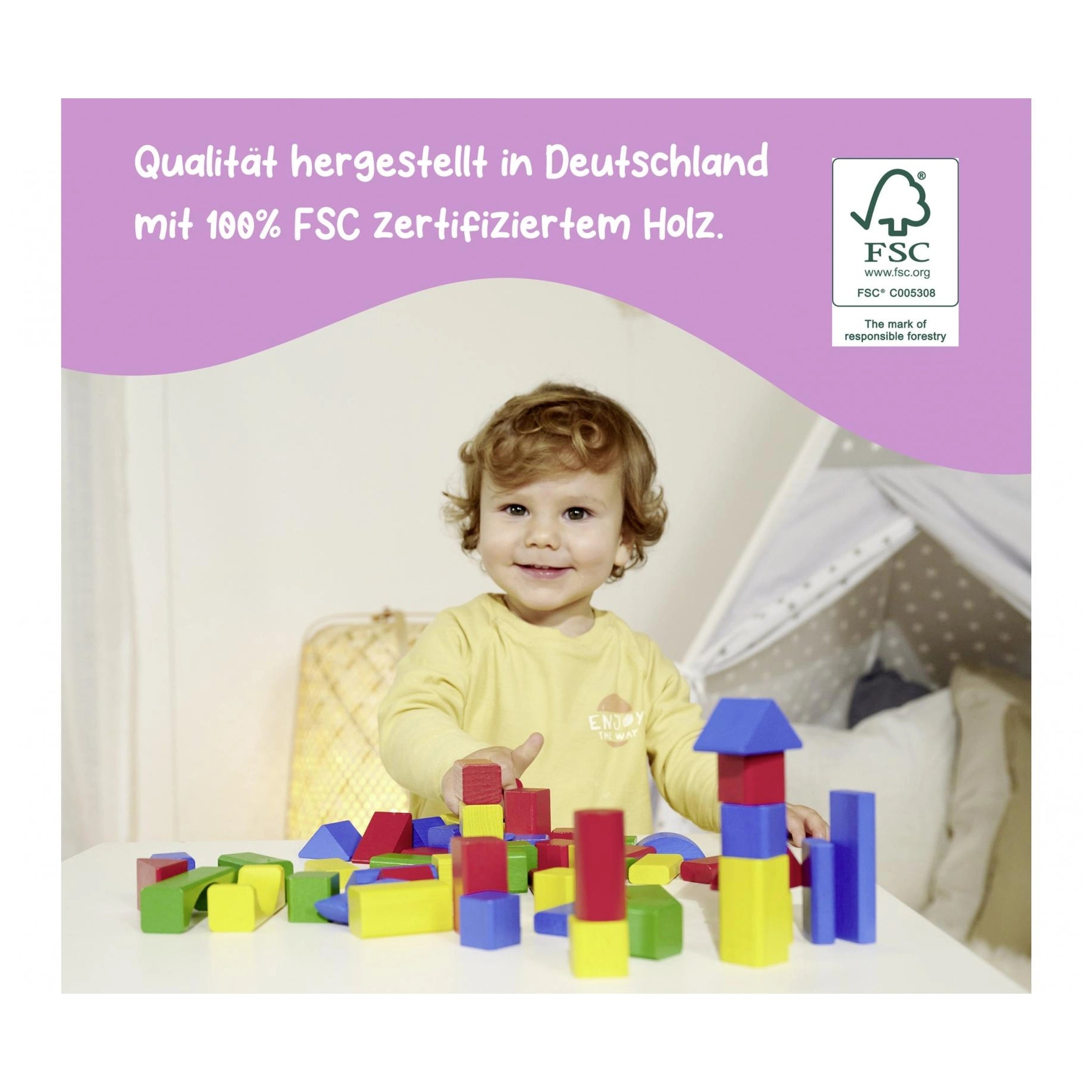 Eichhorn - Houten Gekleurde Blokken - 100 Stuks - Sorteer- en Stapel Speelgoed - Sorteer- en Stapel Speelgoed