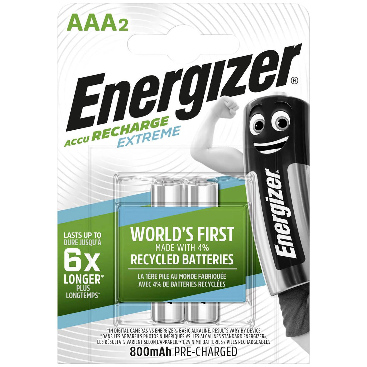 Energizer Extreme Hr03 Aaa Batterij (Oplaadbaar) Nimh 800 Mah 1.2 V 2 Stuks