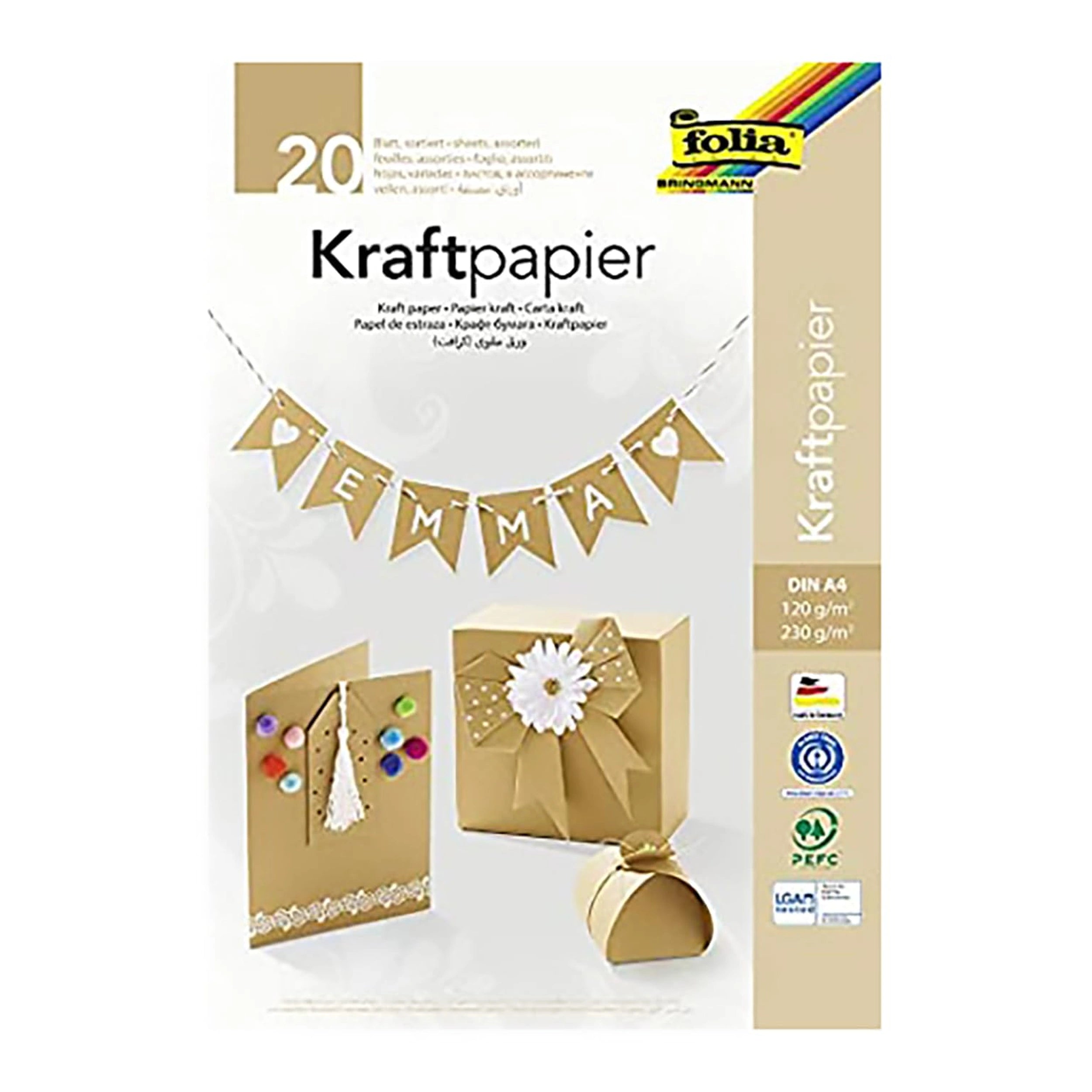 Folia - Kraftpapier A4 Format 10X120 Gr And 10X230 Gr Natural Color Sheets - Arts & Crafts