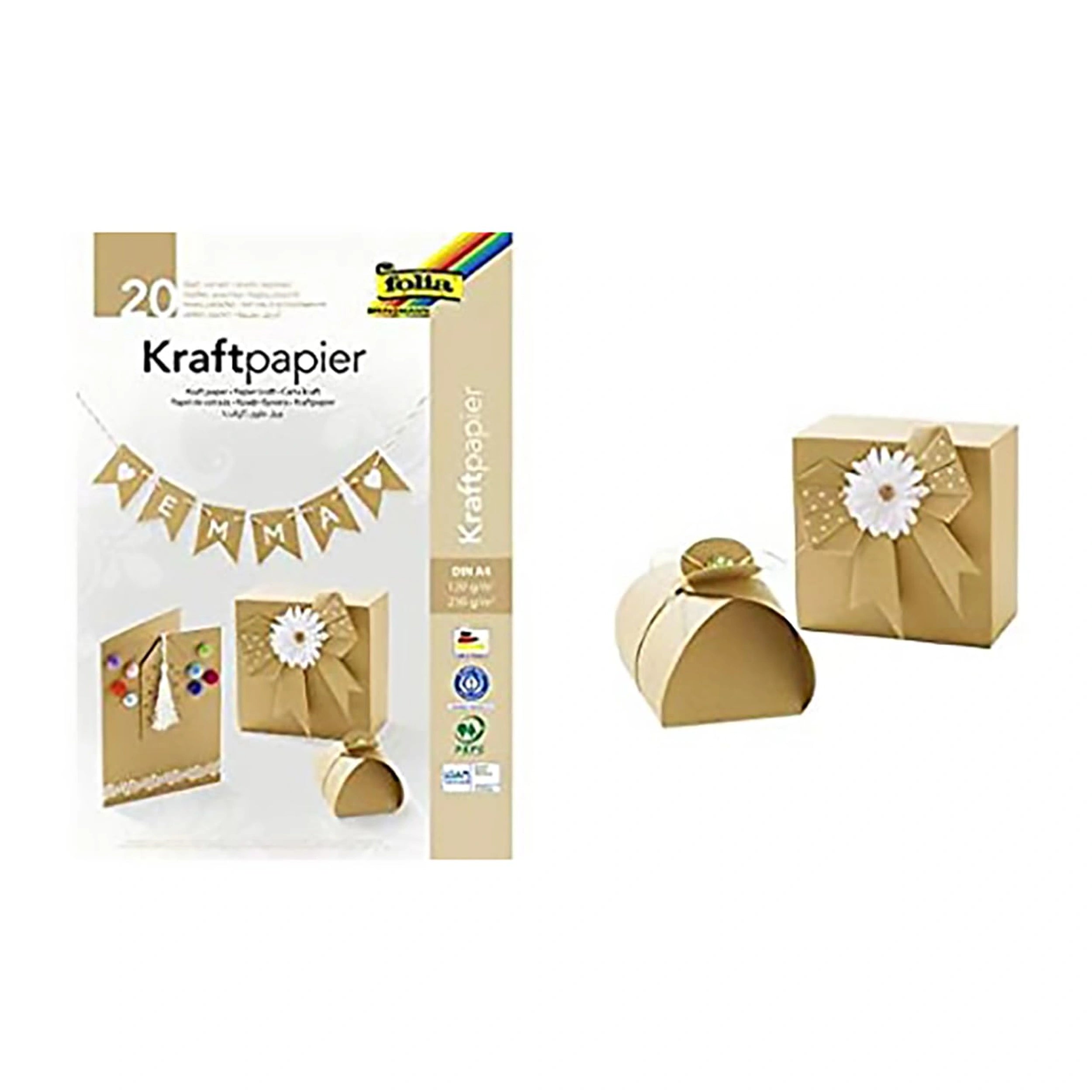 Folia - Kraftpapier A4 Format 10X120 Gr And 10X230 Gr Natural Color Sheets - Arts & Crafts