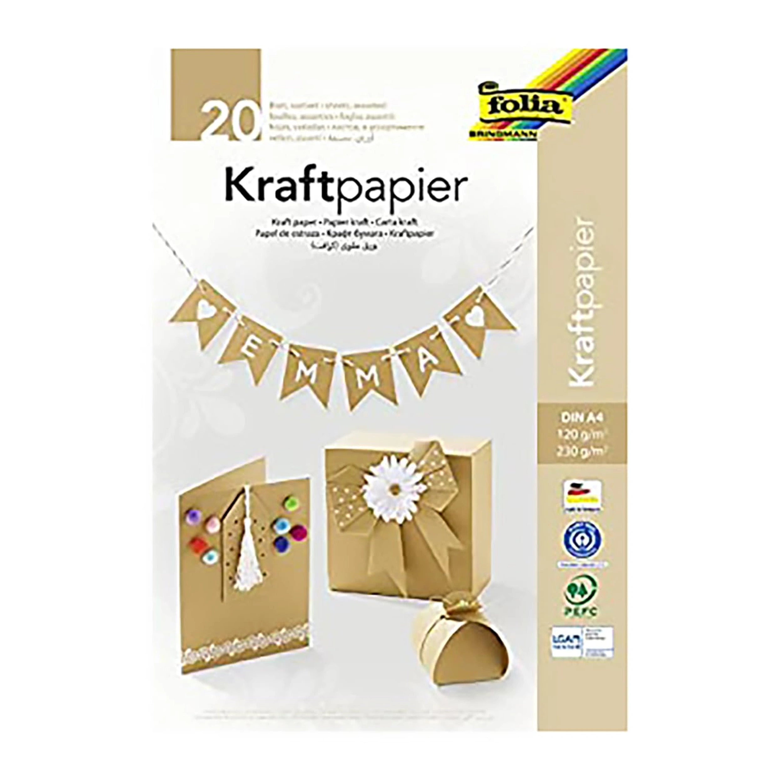 Folia - Kraftpapier A4 Format 10X120 Gr And 10X230 Gr Natural Color Sheets - Arts & Crafts