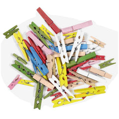 Folia - Wooden Clips Basic 48 Pieces Multi Coloured - Arts & Crafts