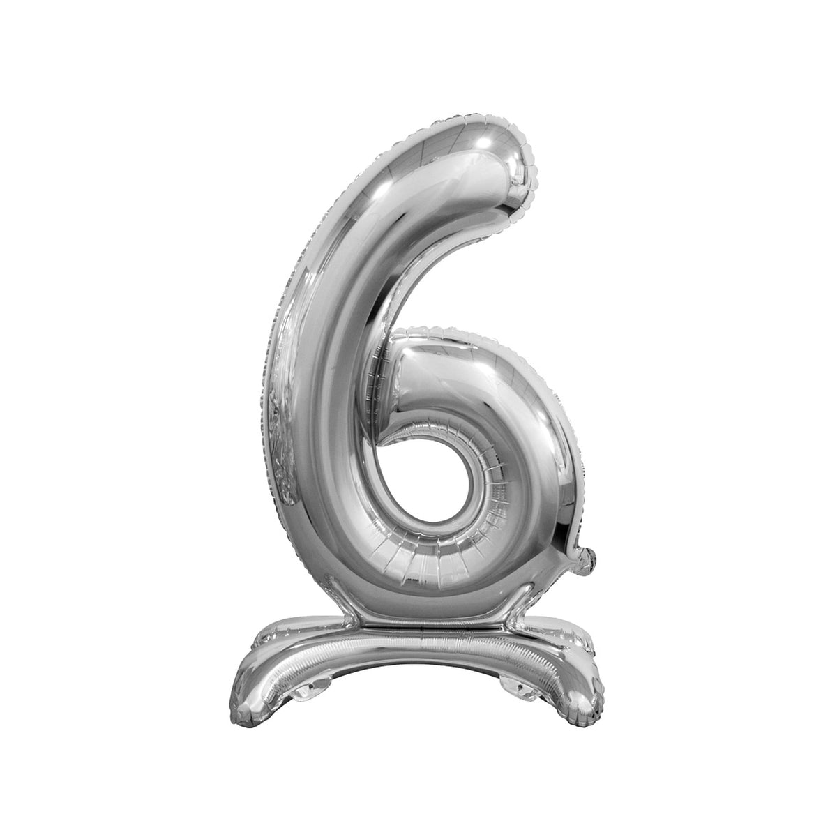 GODAN - Staande Folie Ballon Cijfer 6 Zilver 40 cm - Feestbenodigdheden Kits