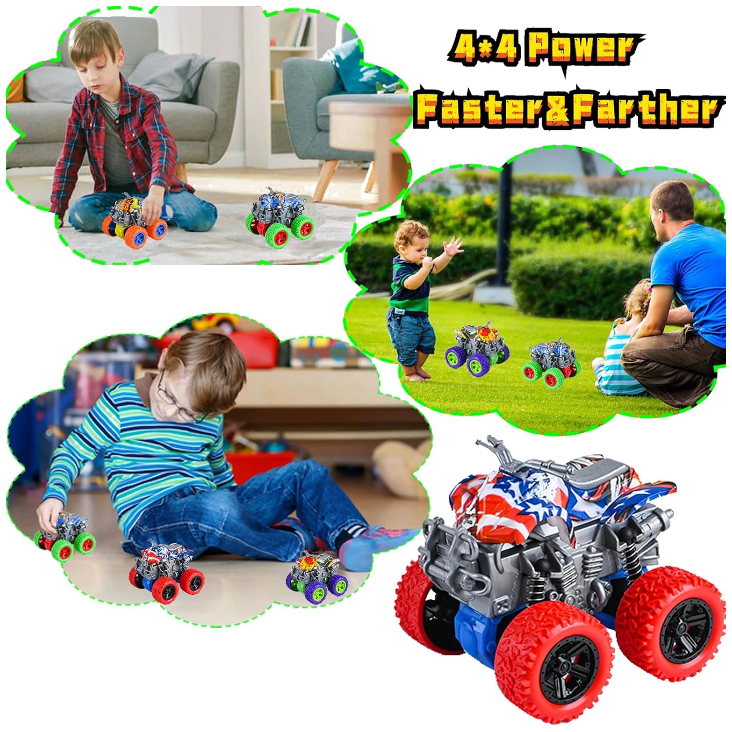 Ginmar - Graffiti Style 4Wd Friction-Powered Monster Quad – With Suspension