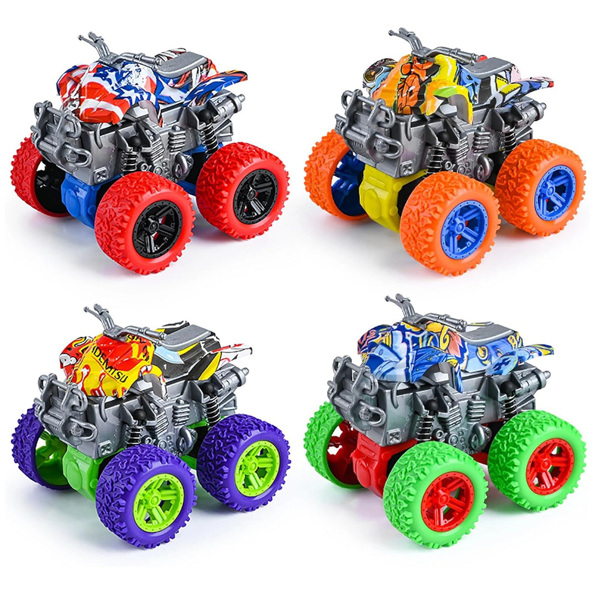 Ginmar - Graffiti Style 4Wd Friction-Powered Monster Quad – With Suspension