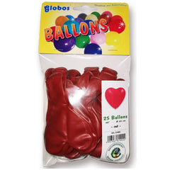 Globo - Red Heart Balloons 25Cm - Pack Of 10