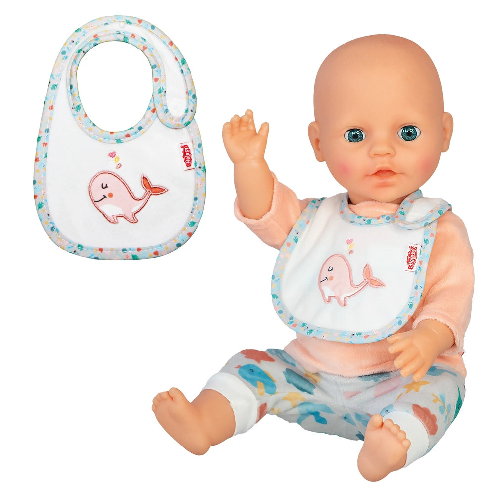 Heless - Poppen - Walvis Bobby Pop Bib - Zachte Velours - 18M+ - Eenvoudige Sluiting