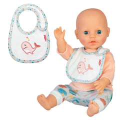 Heless - Poppen - Walvis Bobby Pop Bib - Zachte Velours - 18M+ - Eenvoudige Sluiting