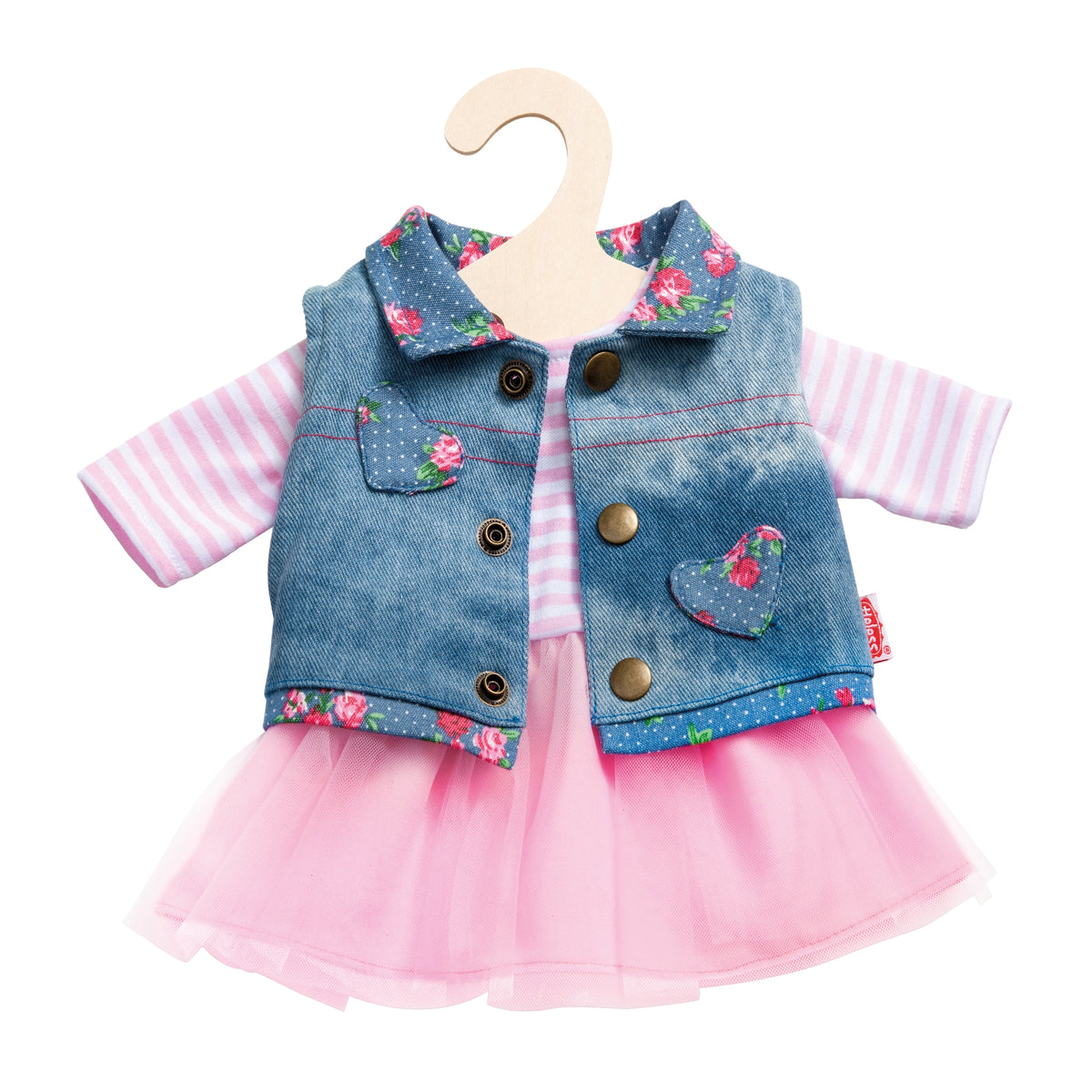 Heless - Kantjurk met Denim Vest Maat 35-45 Cm - Poppen Speelsets en Speelgoedfiguren