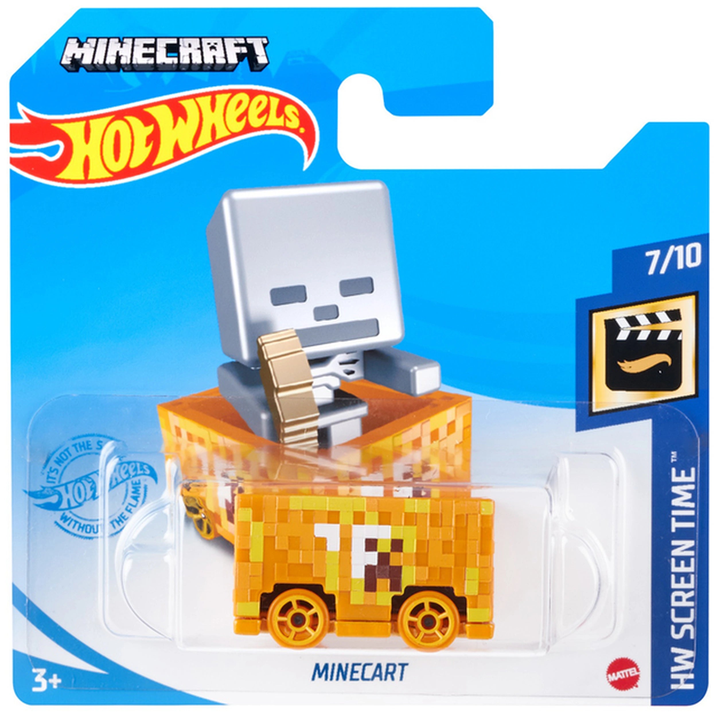 Hot Wheels 1:64 die-cast vehicle in yellow with metallic finish, displayed in glossy blue packaging with clear window.