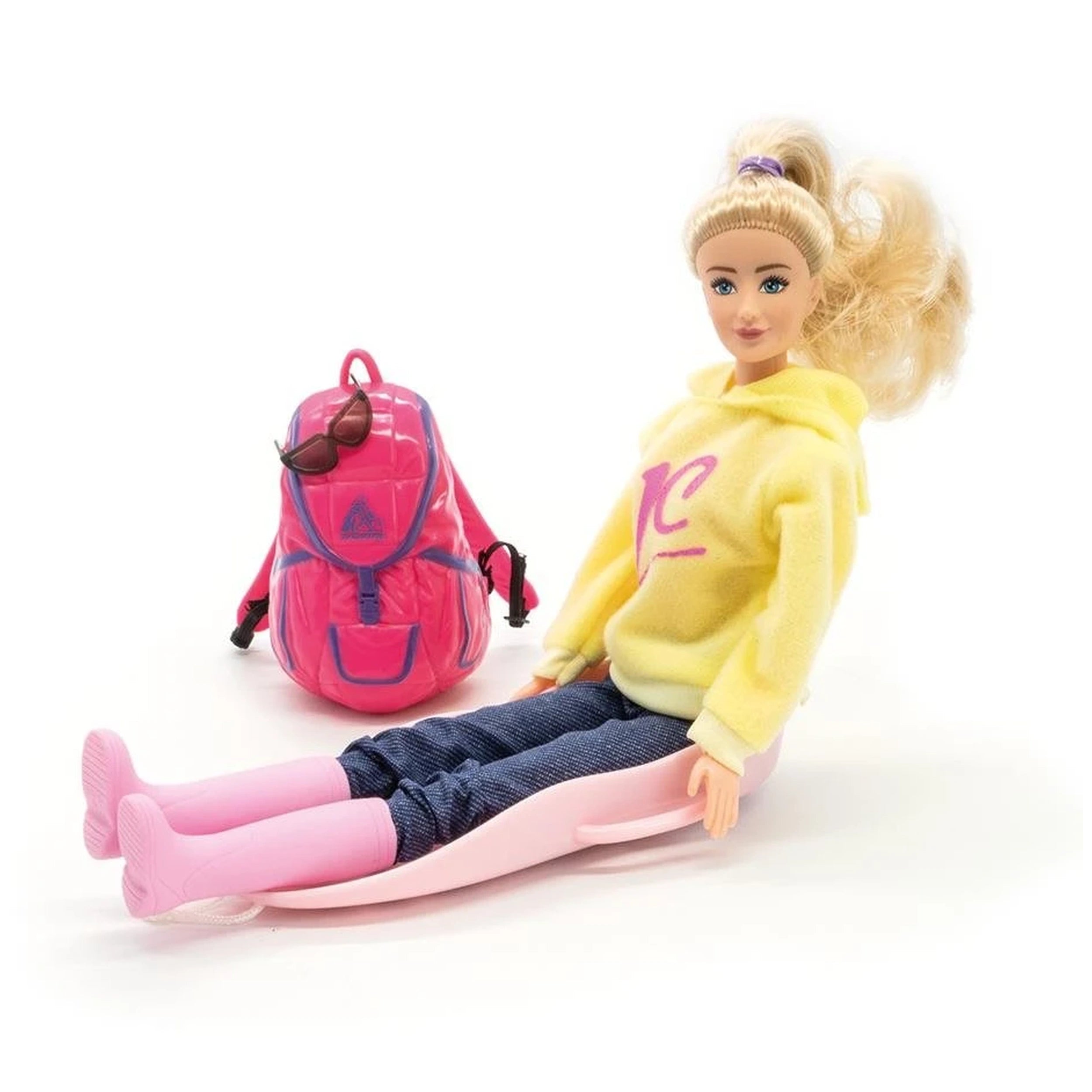 Jagerndorfer - Pop met Slee en Rugzak - Poppen, Speelsets & Speelfiguren
