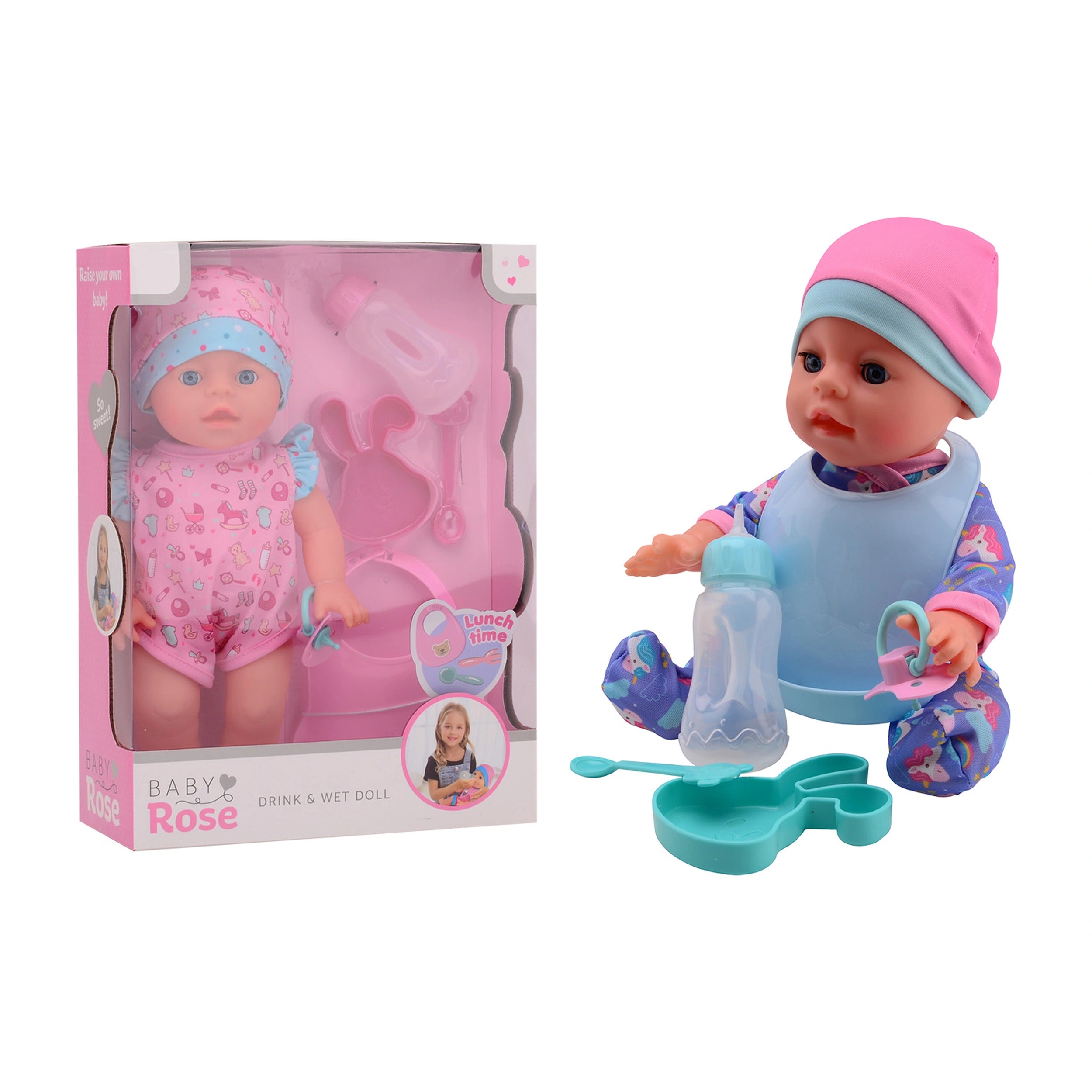 Johntoy - Baby Rose Drink And Pee Baby Doll 30Cm - Dolls, Playsets & Toy Figures