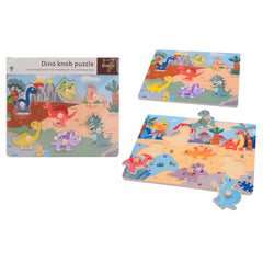 Johntoy - Wooden Dino Knob Puzzle - Puzzles