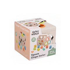 Joueco - Happy World Vierkante Vormensorteerder - Baby Activiteitsspeelgoed