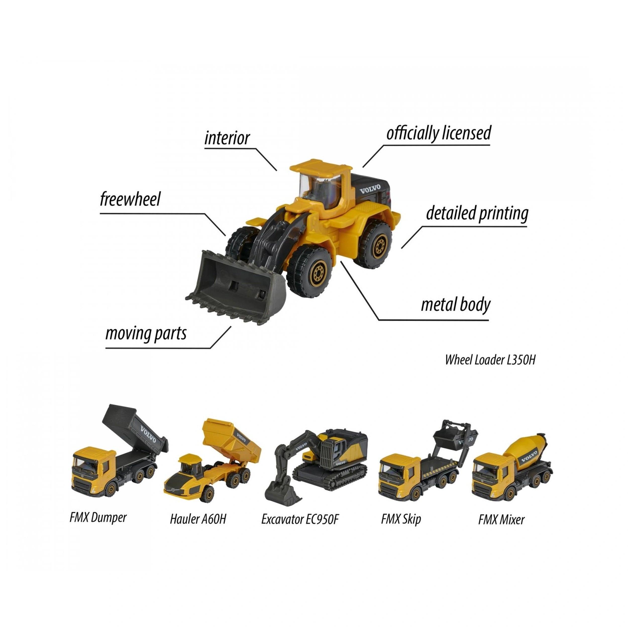 Majorette - Volvo Construction 3 Pcs Set Play Vehicle - Assorted
