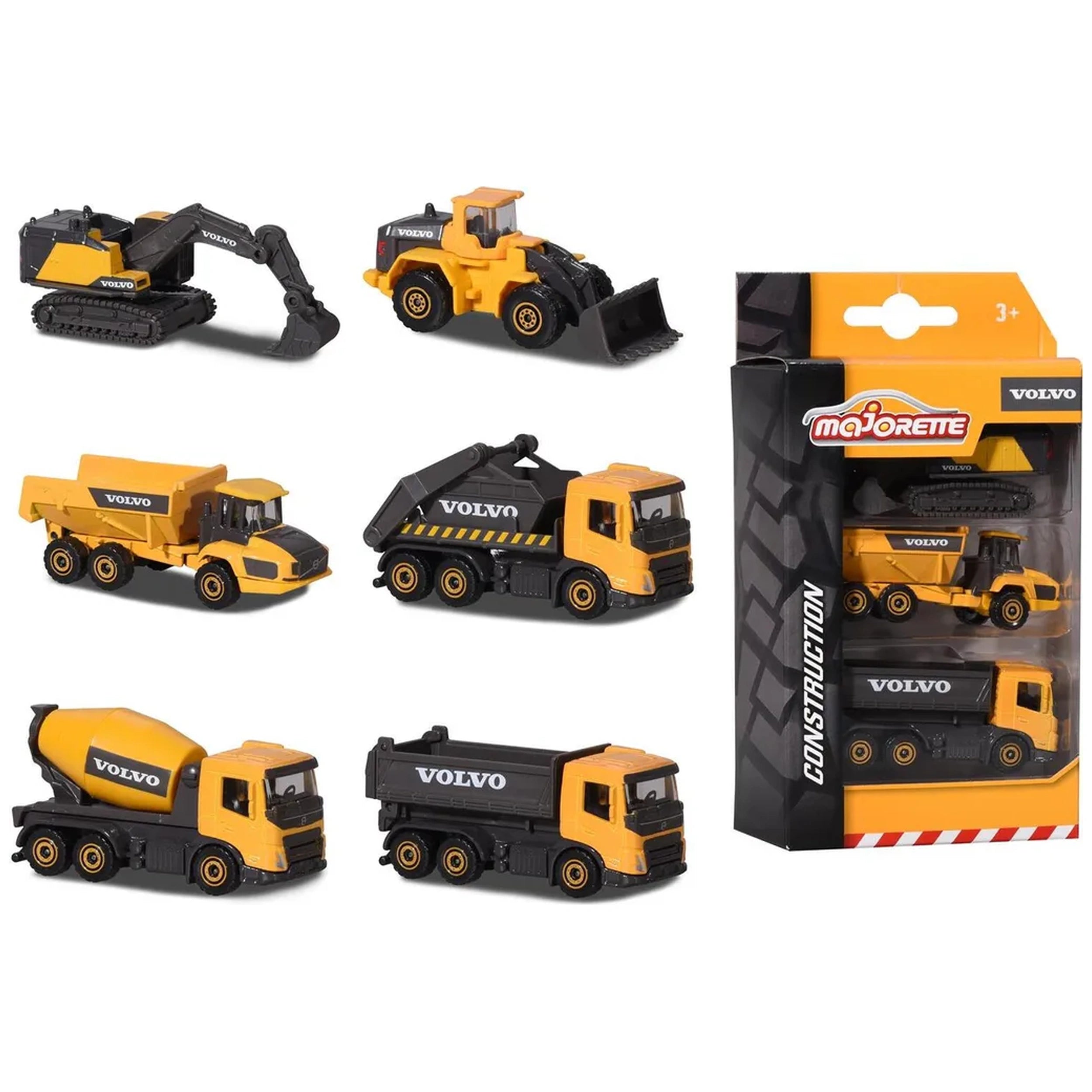 Majorette - Volvo Constructie Assortiment 3 Stuks Speelvoertuigen