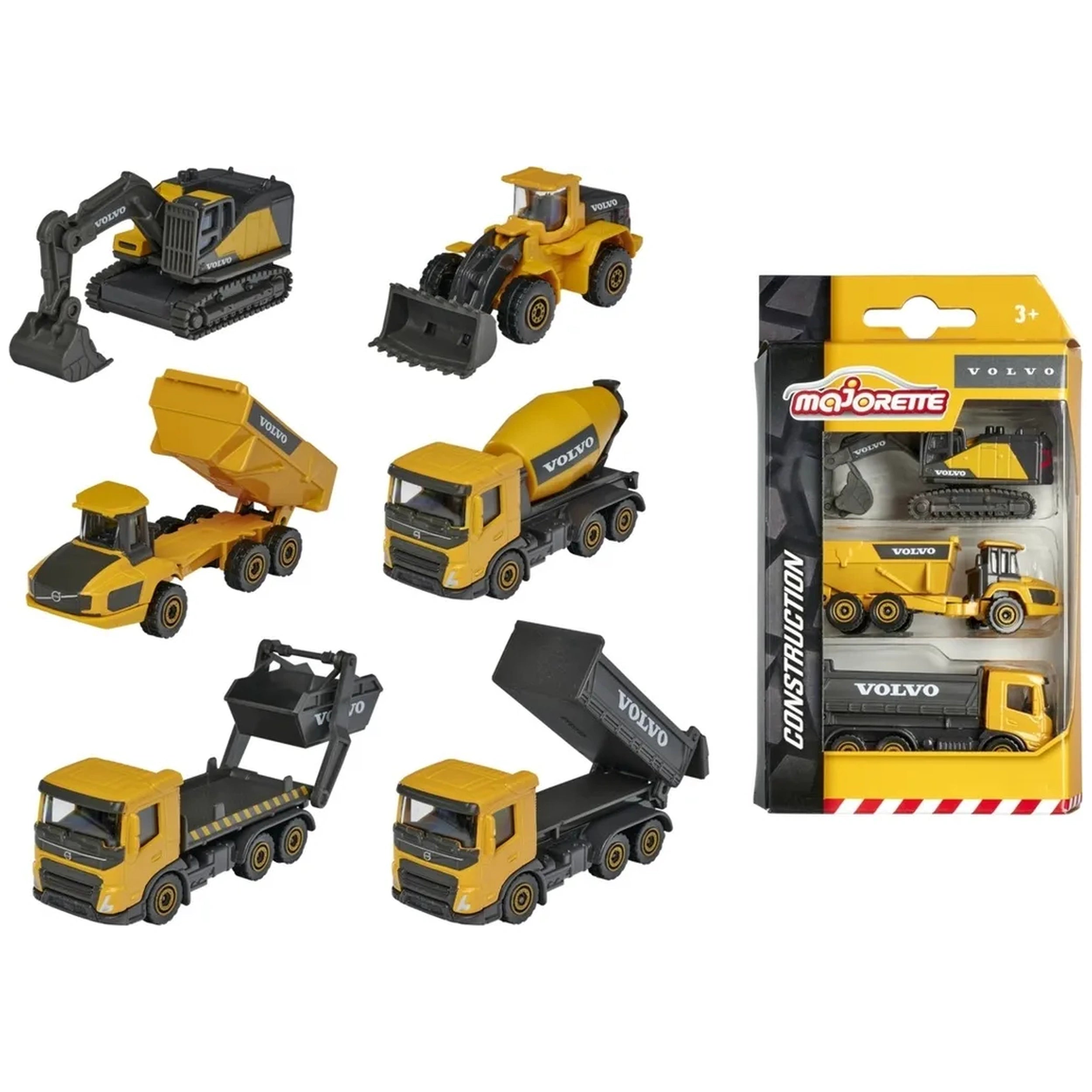 Majorette - Volvo Constructie Assortiment 3 Stuks Speelvoertuigen