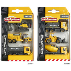 Majorette - Volvo Constructie Assortiment 3 Stuks Speelvoertuigen