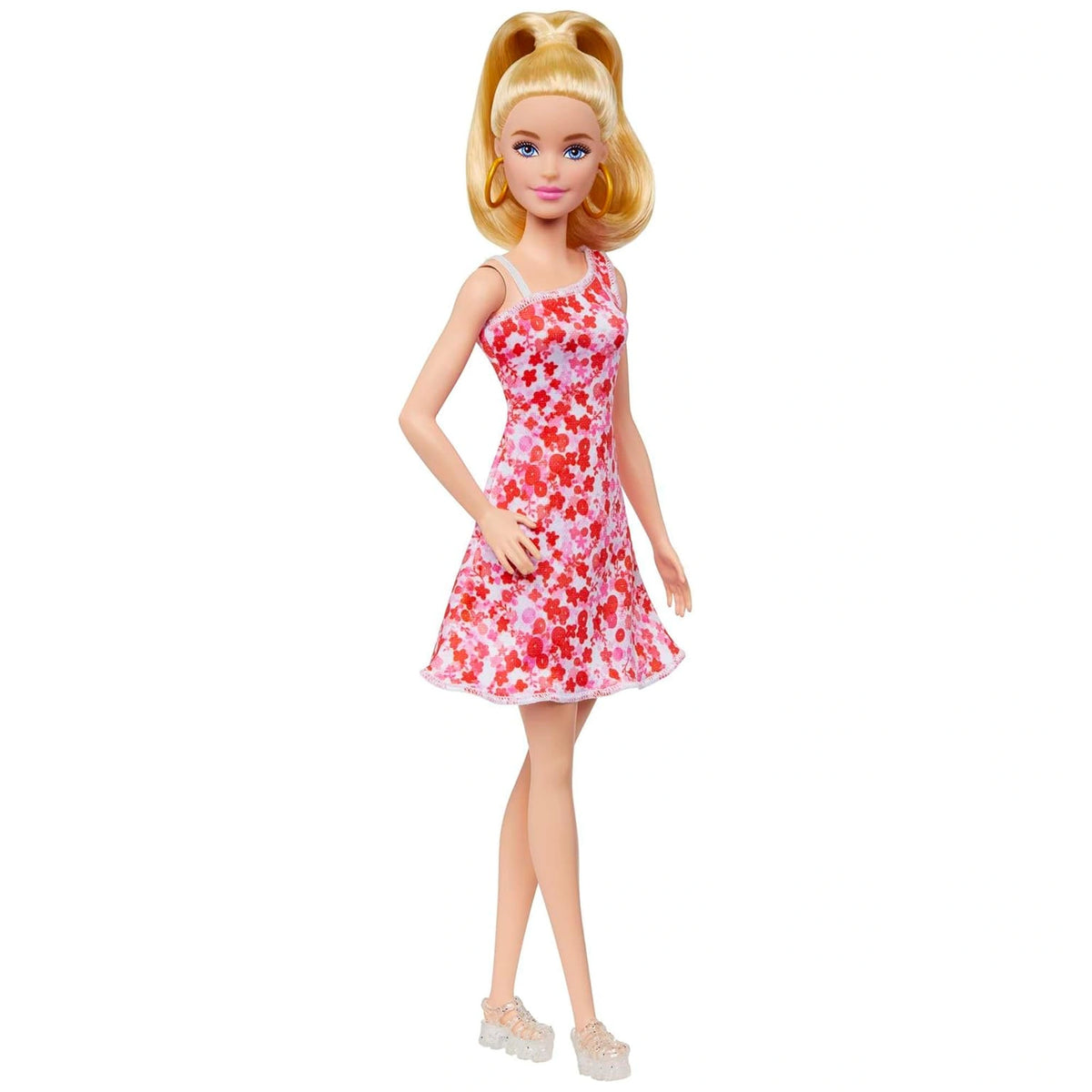 Mattel - Barbie Basispop Rode Bloemenjurk - Poppen Speelsets & Speelgoedfiguren