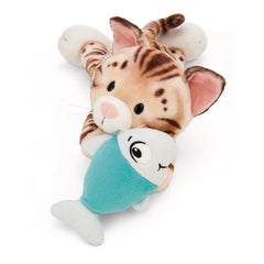 NICI - Homies- Soft Toy Lying Bengal Cat and Fish - Stuffed Animals
