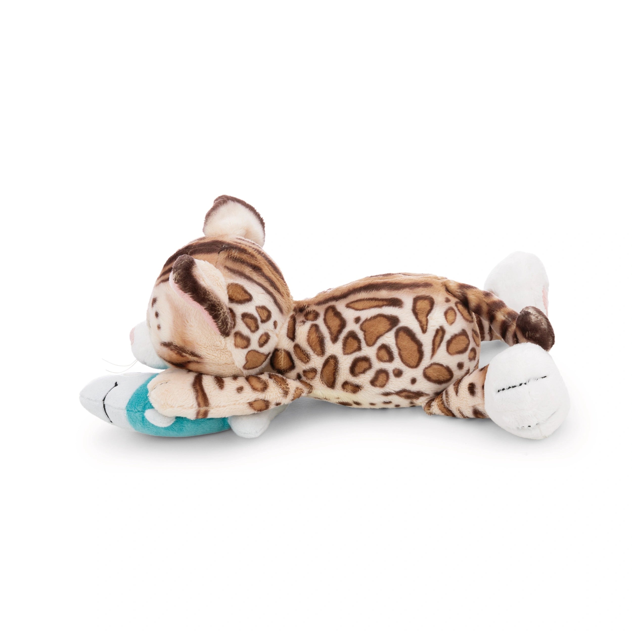 NICI - Homies- Soft Toy Lying Bengal Cat and Fish - Stuffed Animals