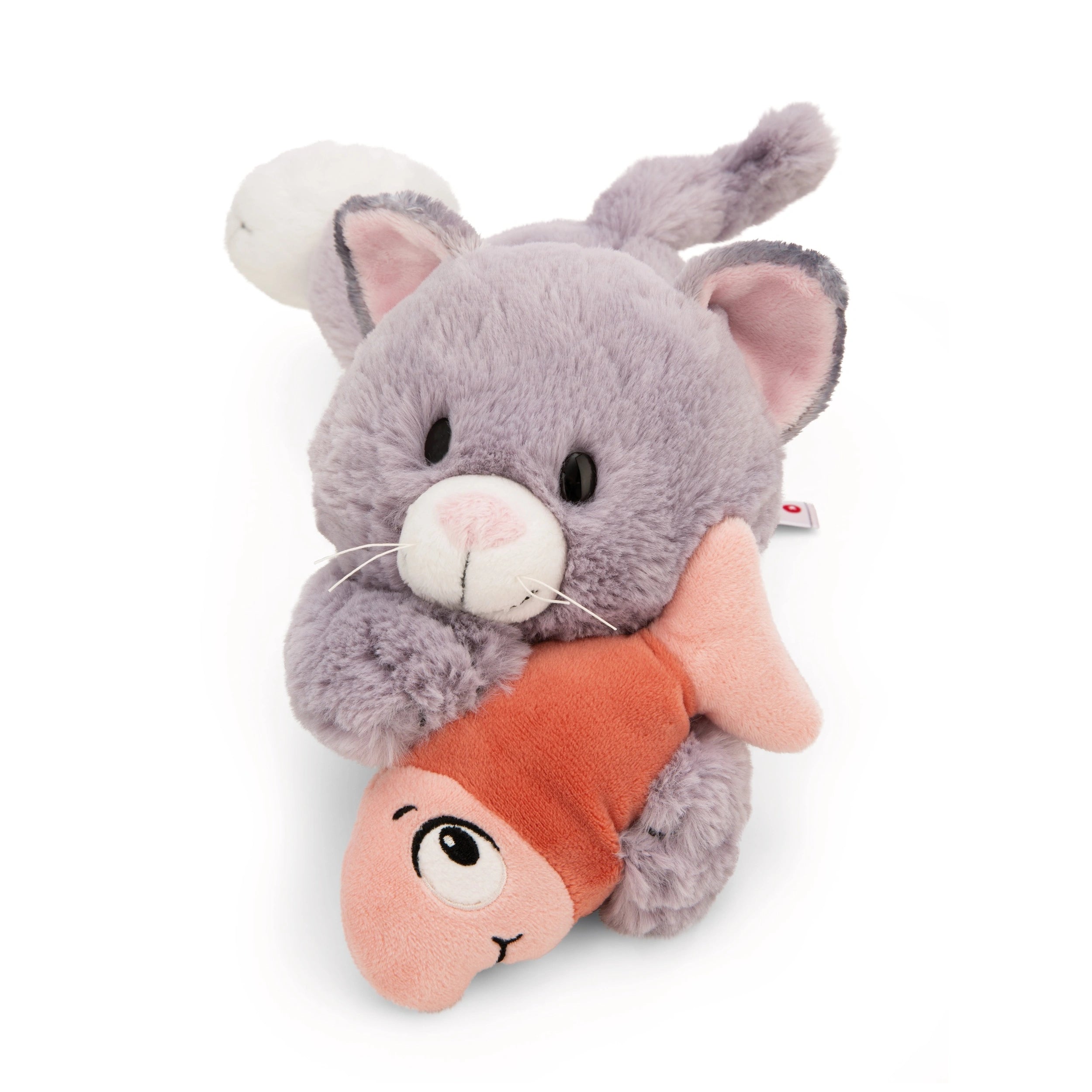 NICI - Homies- Soft Toy Lying Cat Gray Fish Nici Green 35 Cm - Stuffed Animals