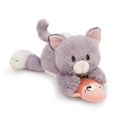 NICI - Homies- Soft Toy Lying Cat Gray Fish Nici Green 35 Cm - Stuffed Animals