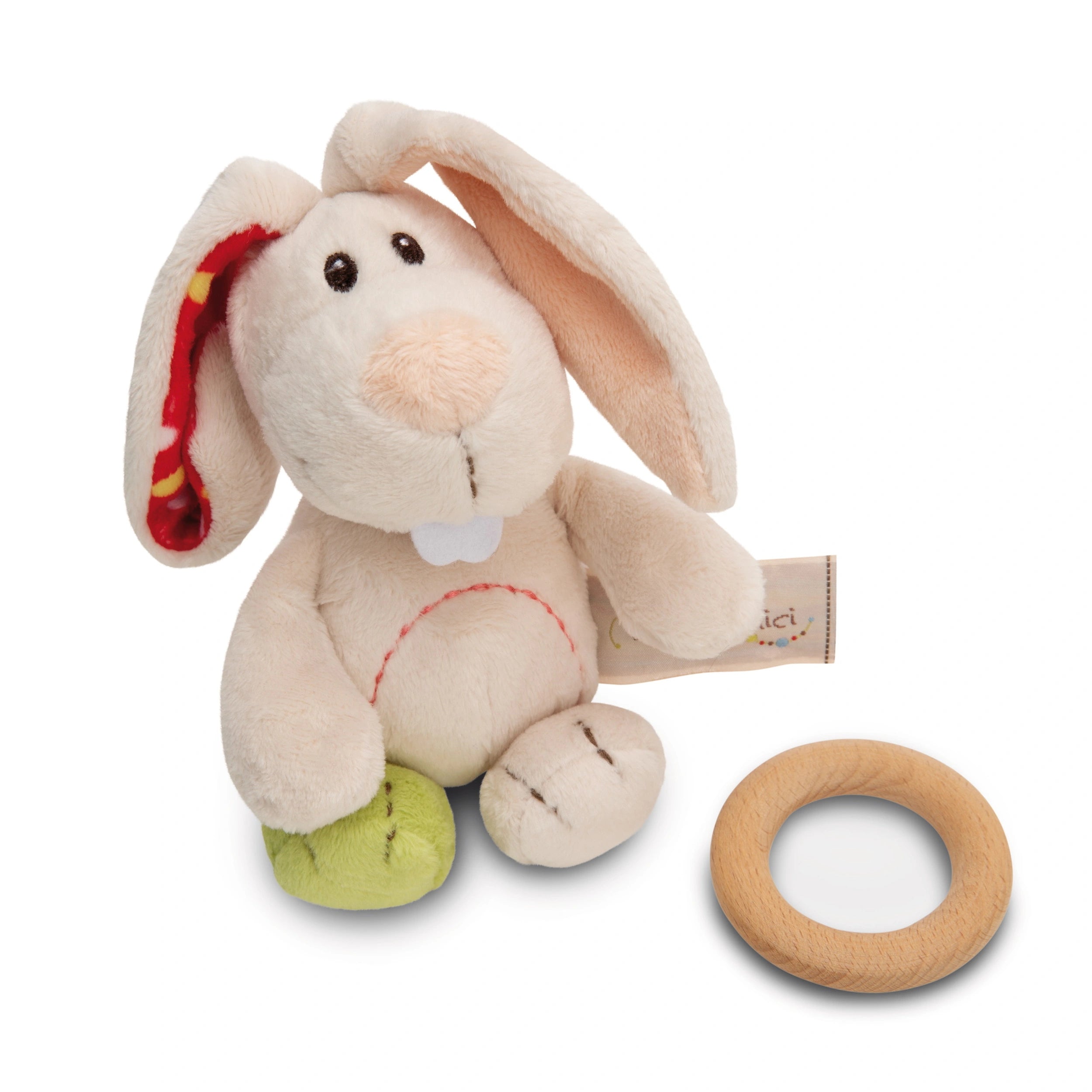 NICI - Mijn Eerste NICI - Griffin Konijn Tilli Met Houten Ring - Fopspenen & Bijtringen