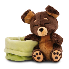 NICI - Sleeping-Pets-Dog-In-Green-Basket - Stuffed Animals