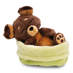 NICI - Sleeping-Pets-Dog-In-Green-Basket - Stuffed Animals