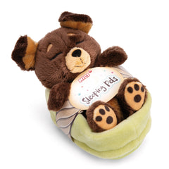 NICI - Sleeping-Pets-Dog-In-Green-Basket - Stuffed Animals
