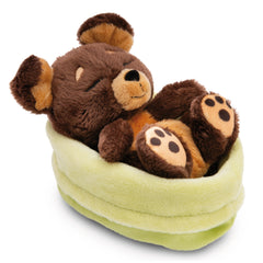 NICI - Sleeping-Pets-Dog-In-Green-Basket - Stuffed Animals
