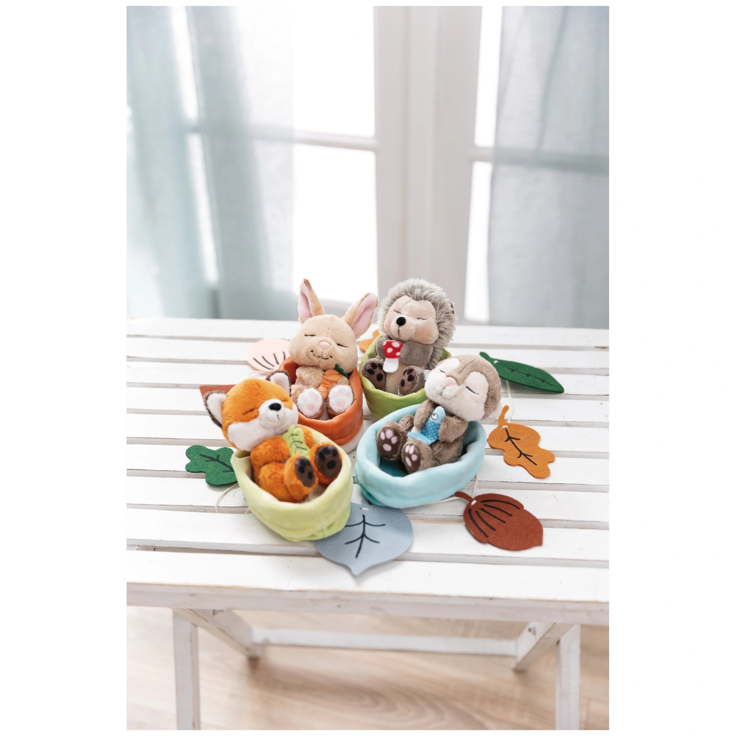 NICI - Sleeping-Pets-Rabbit-In-Peach-Basket - Stuffed-Animals