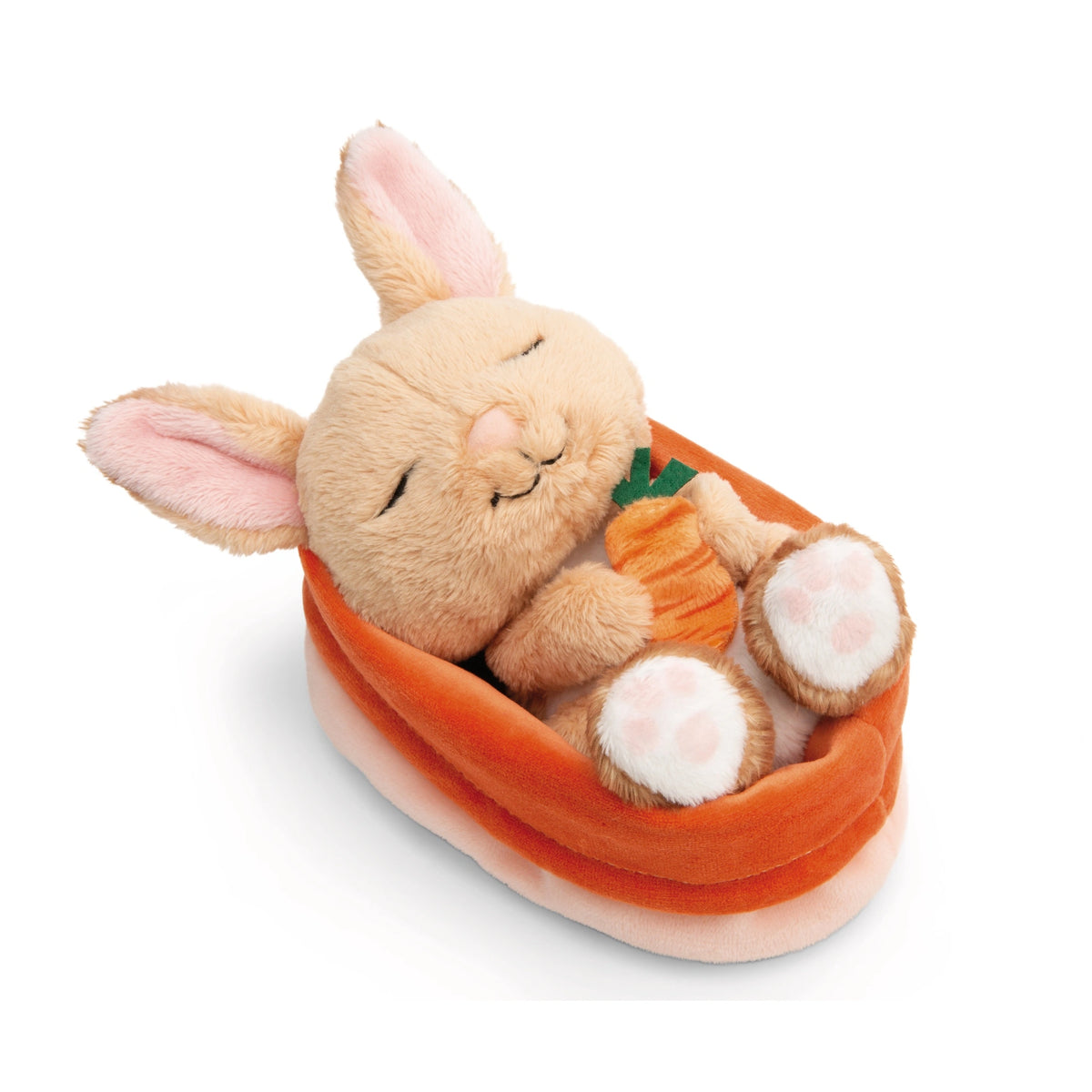 NICI - Sleeping-Pets-Rabbit-In-Peach-Basket - Stuffed-Animals